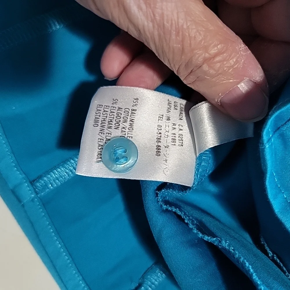 Escada Blue Teal Button-Up Women's Blouse Size 42 Tailored Fit - Picture 9 of 11